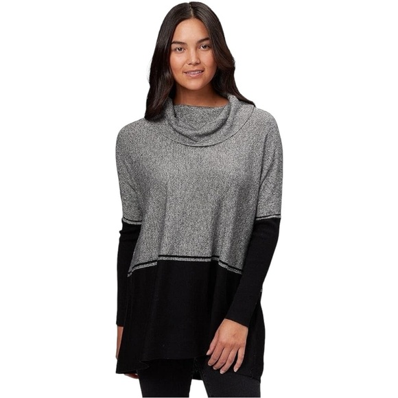Smartwool Women's Edgewood Poncho Cowl Neck Sweater Black Gray Small - Picture 1 of 13
